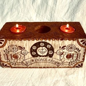 2007 Caribou Canyon Tea Light Candle Holder Joy Peace Hope Christmas Centerpiece